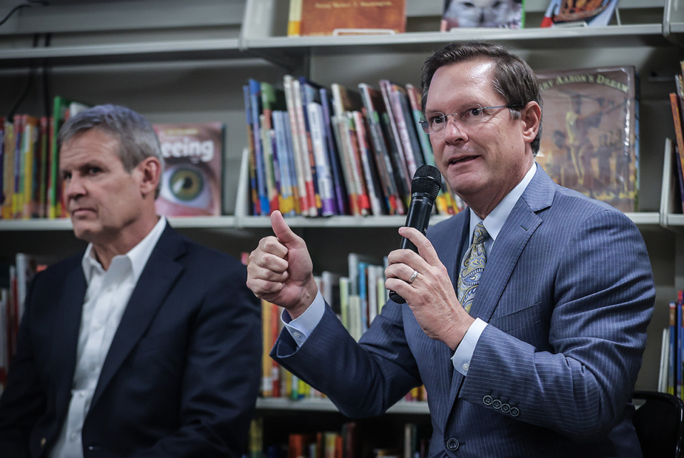 <strong>Tennessee House Speaker Cameron Sexton speaks on a panel promoting Gov. Bill Lee's new school voucher proposal at New Hope Christian Academy in Frayser Dec. 13.</strong> (Patrick Lantrip/The Daily Memphian)