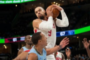 <strong>Houston Rockets guard Dillon Brooks (9) grabs a rebound from Memphis Grizzlies guard Desmond Bane, foreground, Friday, Dec. 15, 2023.</strong> (Nikki Boertman/AP)