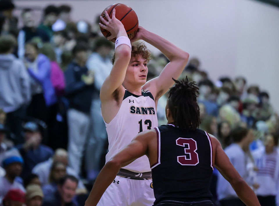 <strong>Briarcrest guard Cooper Haynes (13) looks for an open teammate during a Jan. 6 game against East High.</strong> (Patrick Lantrip/The Daily Memphian file)