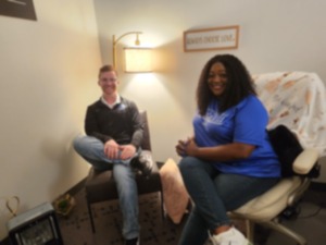 <strong>Assistant athletic director for mental health and sports performance Blake Tims (left), and director of mental health and sports performance Sedaria Williams are the two clinicians who run the Athletic Mental Performance office for student-athletes. (</strong>Frank Bonner/The Daily Memphian)