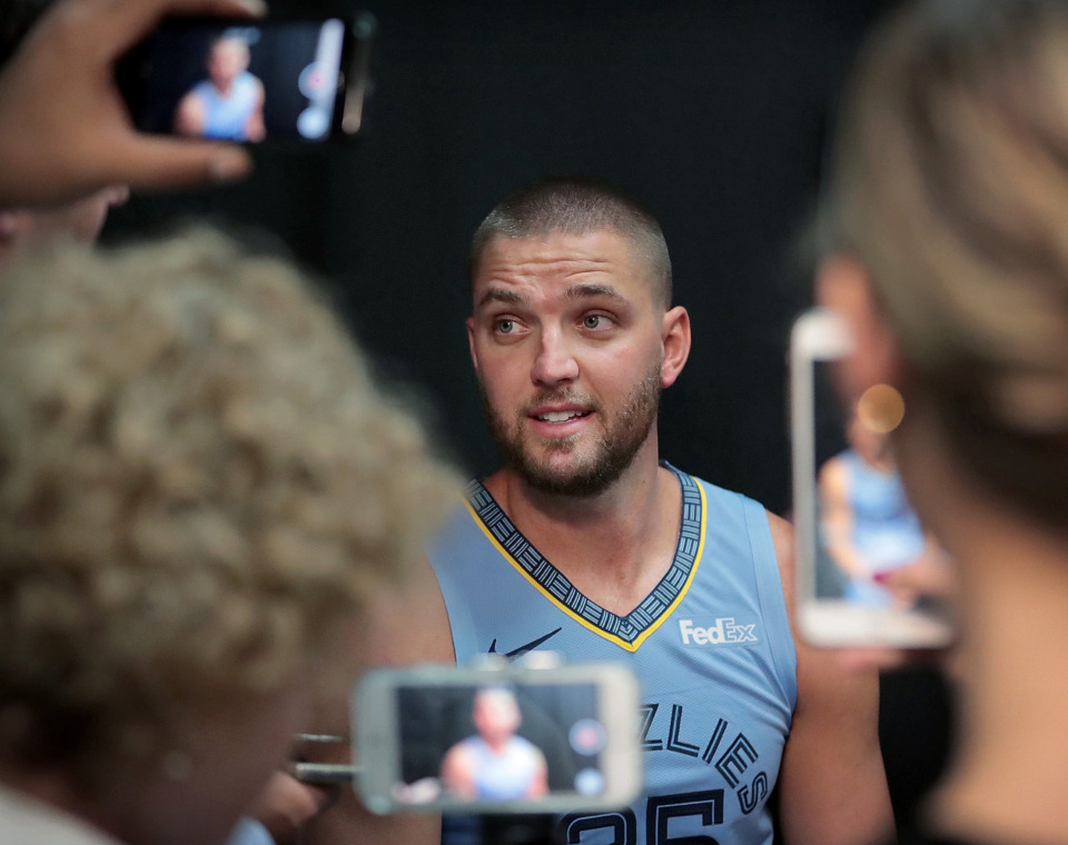 <strong>The Memphis Grizzlies have reached an agreement to deal Chandler Parsons - shown here during the 2018 media day - to the Atlanta Hawks for Miles Plumlee and Solomon Hill.&nbsp;Memphians likely will respond to this with cookouts, fireworks and parades.</strong>&nbsp;(Jim Weber/Daily Memphian)