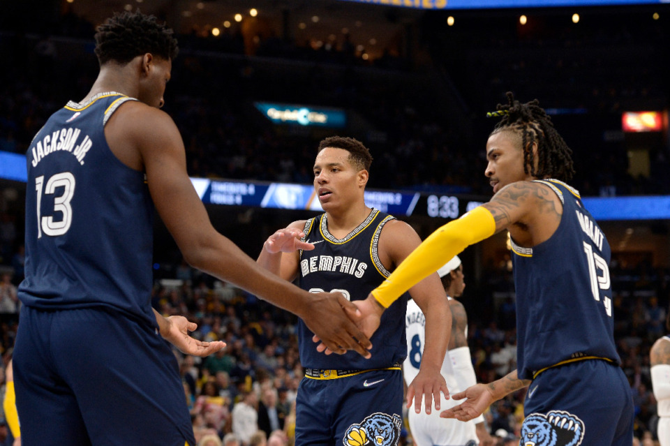 <strong>Memphis Grizzlies forward Jaren Jackson Jr. and guards Desmond Bane and Ja Morant each have scored 20 or more points in the three games since Morant returned.</strong> (Brandon Dill/AP photo file)