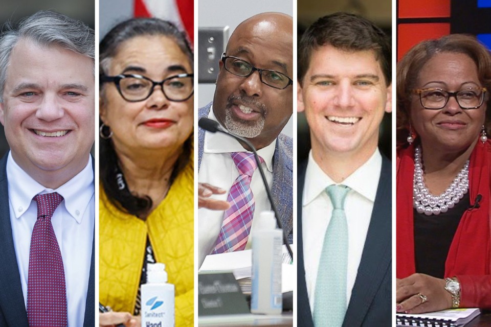 <strong>Five Memphis City Council members ended their time on the body at the end of December. They are, from left, Frank Colvett Jr., Cheyenne Johnson, Martavius Jones, Worth Morgan, and Patrice Robinson.</strong>&nbsp;(The Daily Memphian file)