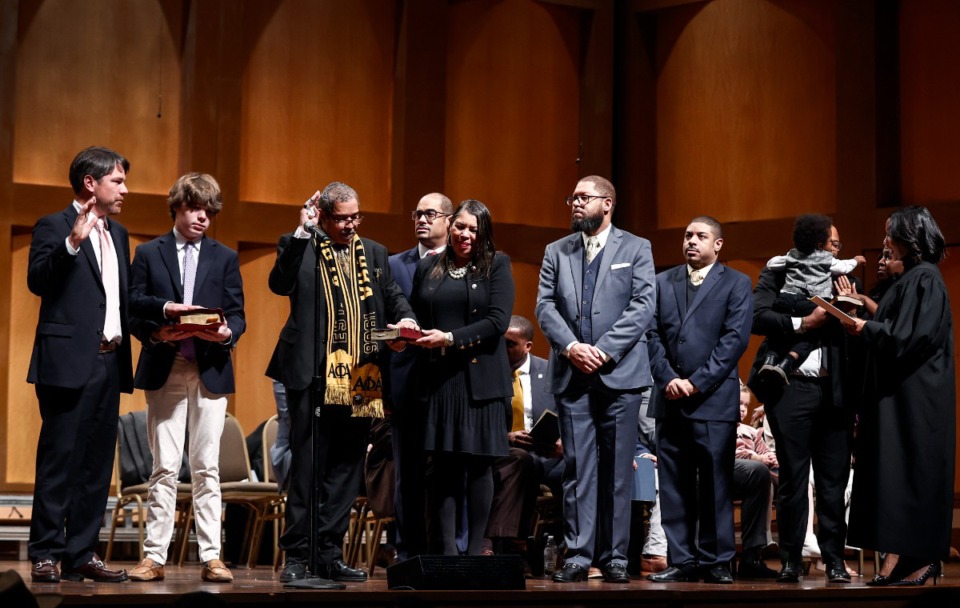 <strong>Memphis City Council members take their oath of office during the inauguration ceremony at the Cannon Center on Monday, Jan. 1.</strong> (Mark Weber/The Daily Memphian)