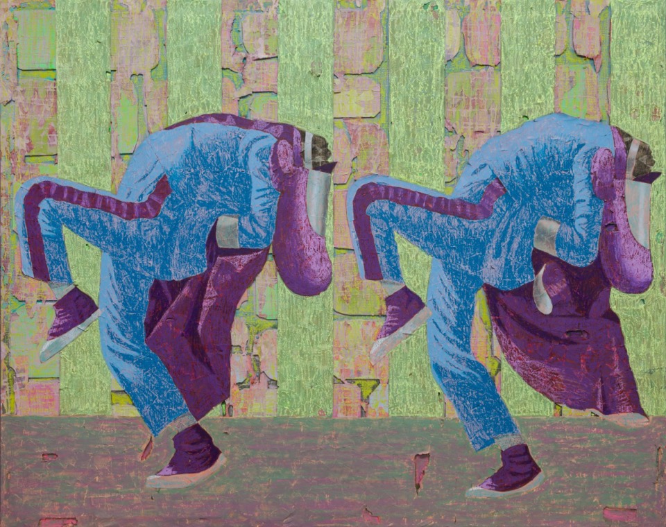 <strong>&ldquo;Highstep Double&rdquo; by Derek Fordjour is one of 75 works by Black artists donated to the Memphis Brooks Museum of Art.</strong> (Courtesy Brooks Museum)