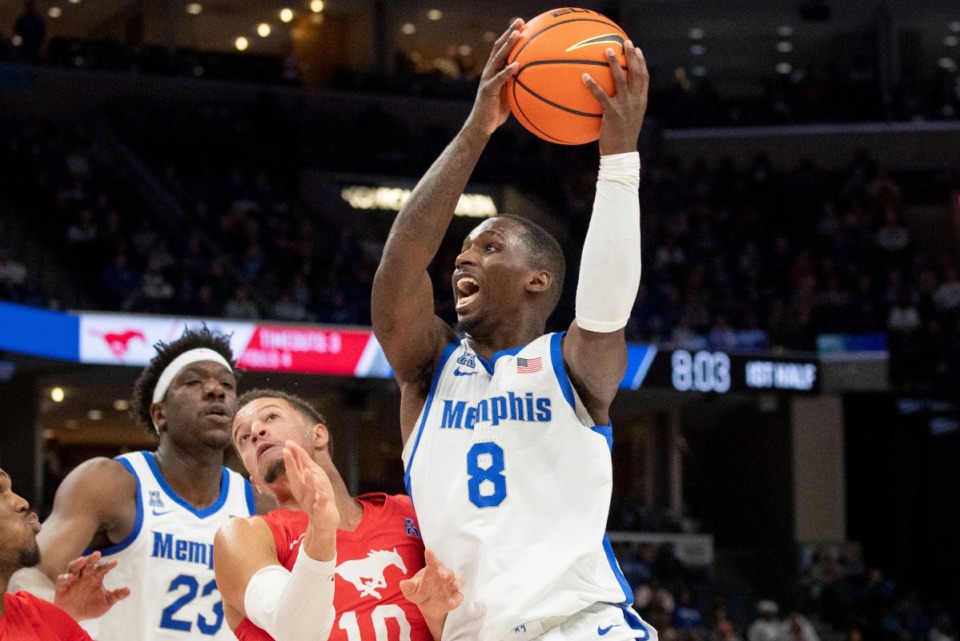 <strong>Memphis stars like forward David Jones (8) need to come out hot against UTSA to avoid the slow starts that have plagued the Tigers.</strong> (Nikki Boertman/AP file)