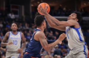 <strong>University of Memphis forward Nae'Qwan Tomlin (7) tries to score against UTSA. The Tigers keep playin close games, but winning them.</strong> (Patrick Lantrip/The Daily Memphian)