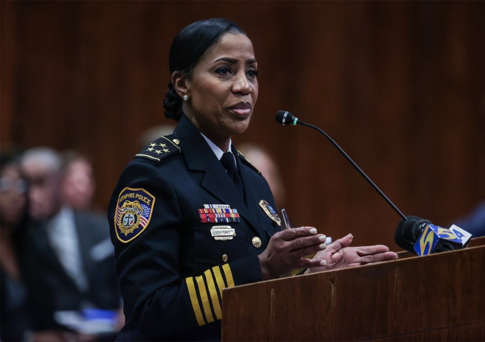 <strong>Memphis Police Chief &ldquo;C.J.&rdquo; Davis makes her case for reinstatement to the Memphis City Council Jan. 9, 2024.</strong> (Patrick Lantrip/The Daily Memphian)