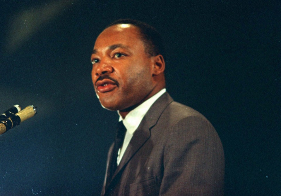 <strong>Martin Luther King Jr. (at a March 25, 1967 peace march in Chicago) came to Memphis in 1968 to help the city&rsquo;s sanitation workers, National Civil Rights Museum&nbsp;President Russ Wigginton reminded listeners Sunday.</strong>&nbsp;(AP Photo File/Chick Harrity)