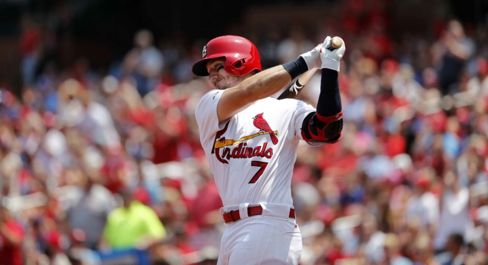 <strong>Andrew Knizner prepares to bat in his major league debut during the St. Louis Cardinals&rsquo; game against the Chicago Cubs on Sunday, June 2, in St. Louis. Knizner was in the big leagues for 12 days when Yadier Molina went on the injured list. The 24-year-old was just added to the Pacific Coast League All-Star team for the Triple-A All-Star Game Wednesday&nbsp;in El Paso, Texas.</strong>&nbsp;(Jeff Roberson/Associated Press)