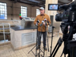 <strong>Memphis Light, Gas and Water president and CEO Doug McGowen speaks at an MLGW press conference Sunday, Jan. 21, 2024.</strong> (Elle Perry/The Daily Memphian)