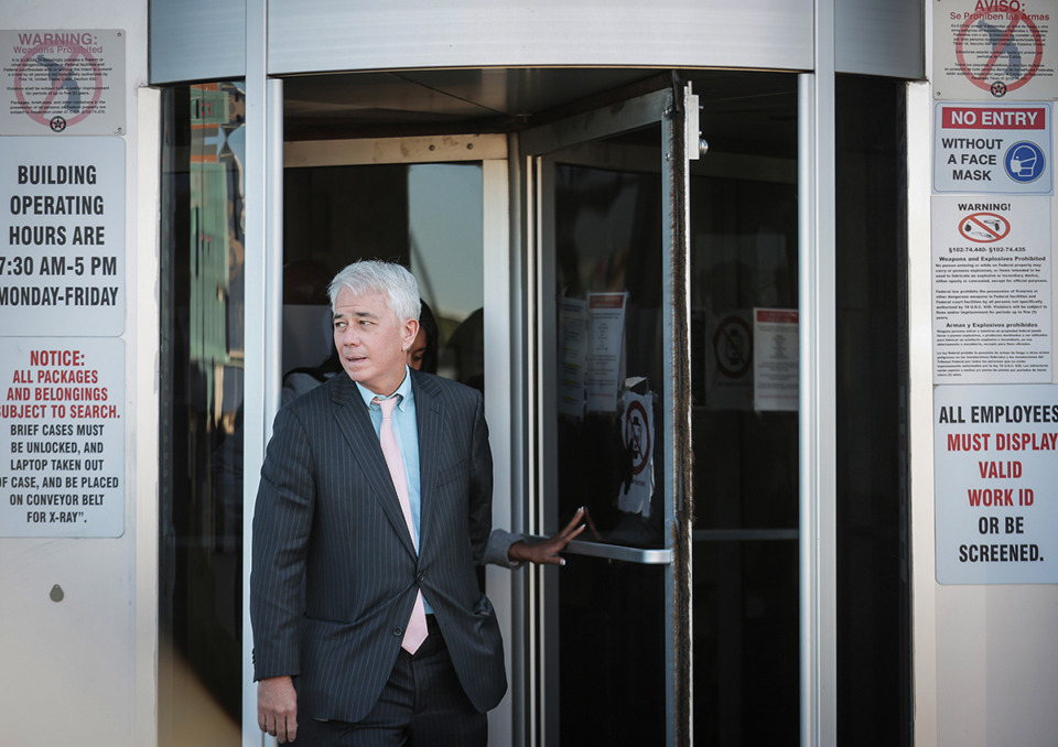 <strong>Shelby County District Attorney General Steve Mulroy exits the Odell Horton Federal Building Nov. 2, 2023, after Desmond Mills pleaded guilty for his role in the death of Tyre Nichols.</strong> (Patrick Lantrip/The Daily Memphian file)