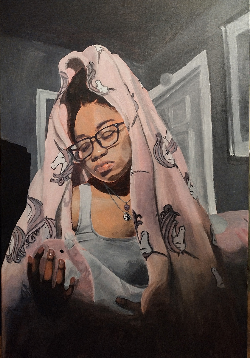 <strong>The Senior Divison Painting Award at the Brooks&rsquo; Mid-South Scholastic Art Awards went to senior&nbsp;Anaya Webb for the painting, &ldquo;Death of Innocence_Ode to Childhood.&rdquo;</strong> (Courtesy Brooks Museum)