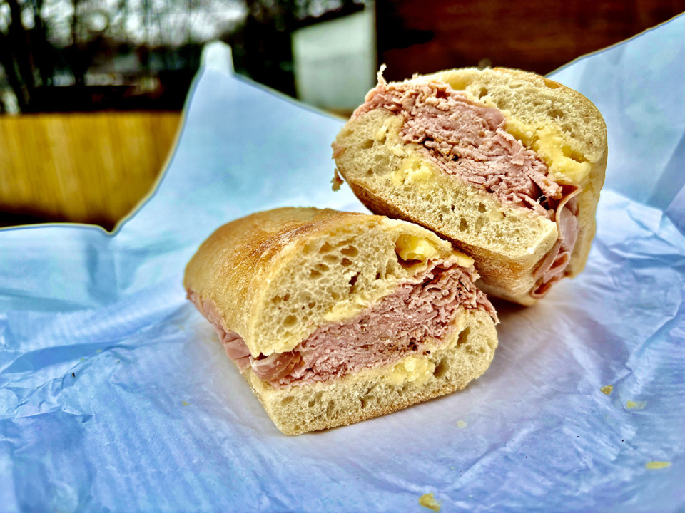 <strong>The Jambon Buerre at Buster's Butcher is wet-brined ham with salted butter on a baguette.</strong> (Joshua Carlucci/Special to The Daily Memphian)