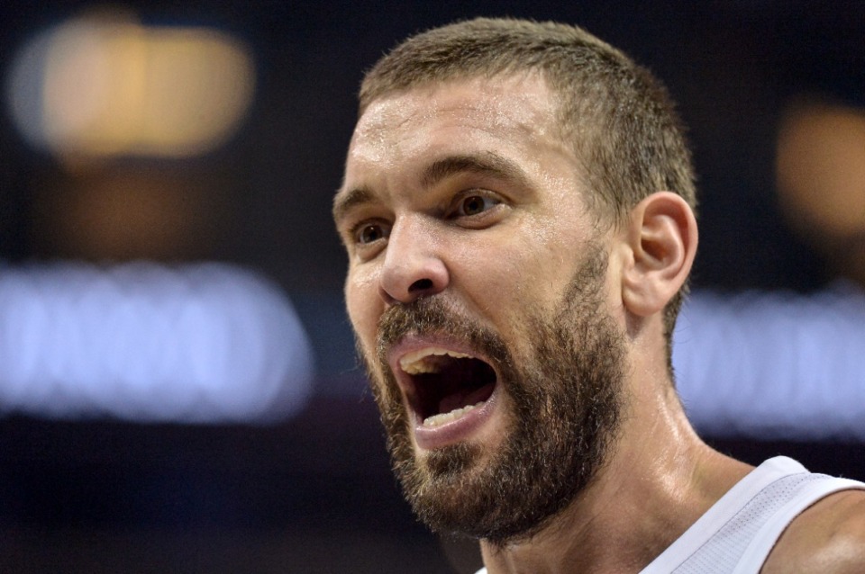 <strong>Marc Gasol, whose Memphis Grizzlies jersey will be retired, had &ldquo;Grit&amp;Grind&rdquo; inscribed on his Toronto Raptors championship ring.</strong> (Brandon Dill/AP file)