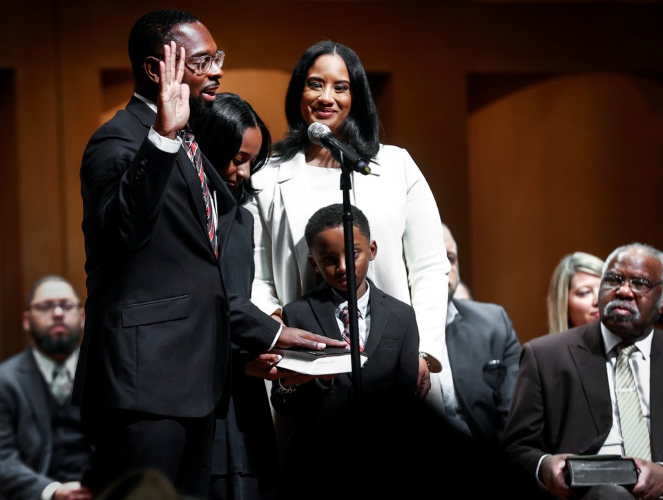 <strong>Newly elected Mayor Paul Young took his oath of office Jan. 1 with family members at the Cannon Center for the Performing Arts.</strong> (Mark Weber/The Daily Memphian file)