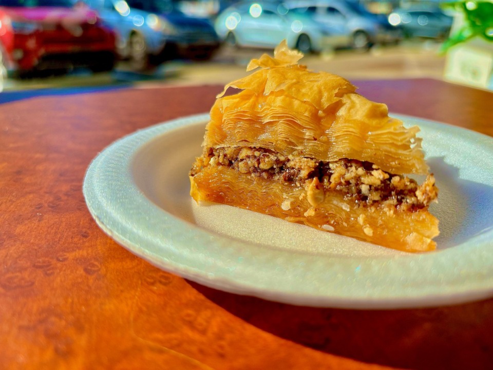 <strong>Castle Restaurant&rsquo;s baklava has thin, shatteringly crisp layers of crunchy phyllo dough sandwiching a layer of crushed walnuts dripping in honey.</strong>&nbsp;(Joshua Carlucci/Special to The Daily Memphian)