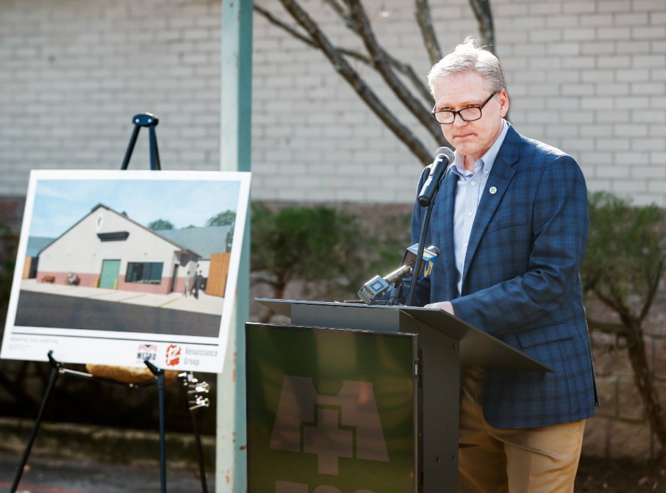 <strong>Memphis Zoo President and CEO, Matt Thompson speaks during a press conference announcing renovations to the vet hospital on Thursday, Feb. 8, 2024.</strong> (Mark Weber/The Daily Memphian)