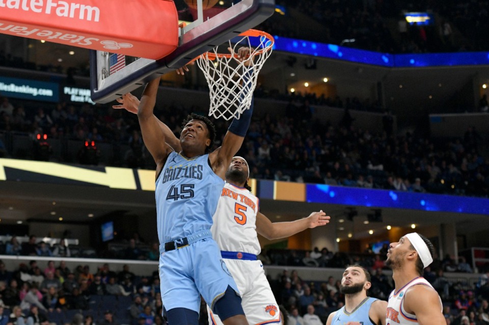 <strong>The Grizzlies elevated GG Jackson (45) from his two-way contract onto the team&rsquo;s main roster with a reported four-year deal, three seasons of which are guaranteed.</strong> (Brandon Dill/AP file)