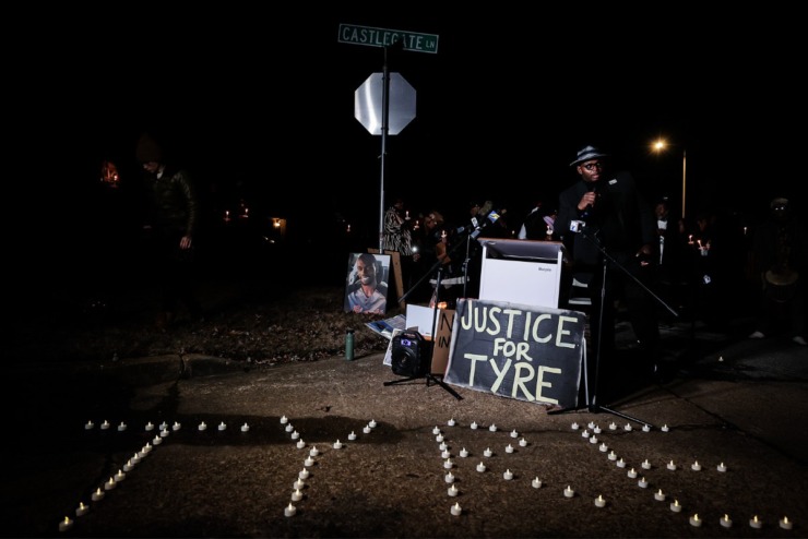 <strong>A vigil for Tyre Nichols was held Jan. 7, 2023 at the intersection where Nichols was killed one year ago by the Memphis Police Department.</strong> (Patrick Lantrip/The Daily Memphian file)