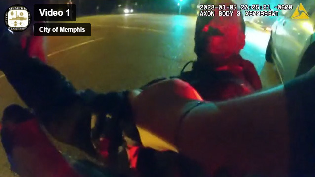 <p class="p1"><strong>Tyre Nichols is wrestled out of his car in Memphis police bodycamera video.</strong>&nbsp;(Screenshot)