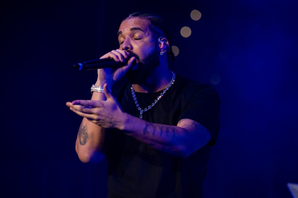 <strong>Drake performs during Lil Baby's Birthday Party at State Farm Arena on Saturday, Dec. 9, 2022, in Atlanta.</strong> (Photo by Paul R. Giunta/Invision/AP)
