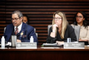 <strong>Memphis City Council members Edmund Ford Sr. (left) and Jerri Green listened to a presentation on Jan. 23. Green voted against while Ford abstained from the vote for the proposed health insurance benefits for council members.</strong> (Mark Weber/The Daily Memphian file)