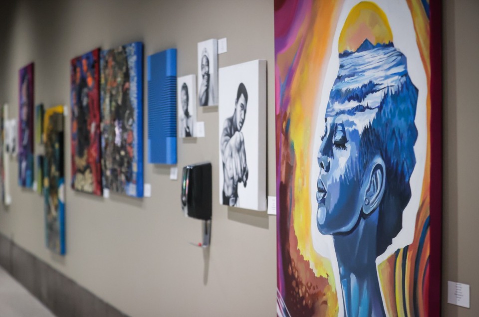 <strong>The Memphis Grizzlies have installed a Black History Month exhibition on sections 228 and 229 of FedExForum&rsquo;s terrace level Feb. 21, 2024.</strong> (Patrick Lantrip/The Daily Memphian)