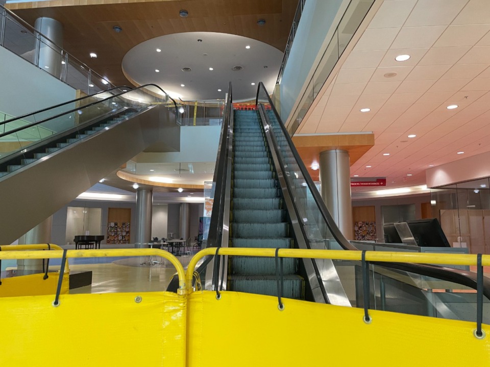 <strong>The broken escalators at Benjamin Hooks Central Library could soon be replaced</strong>. (Samuel Hardiman/The Daily Memphian)