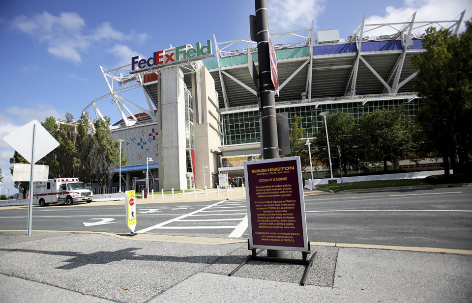 <strong>A view of FedExField before an NFL match against the Philadelphia Eagles and the Washington Football Team Sunday, Sept. 13, 2020, in Landover, Md.</strong> (Daniel Kucin Jr./AP file)