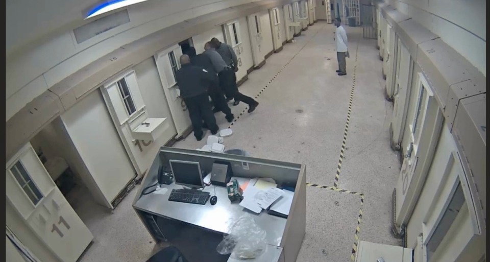 <strong>A video still shows an altercation in the Shelby County Jail.</strong> (Courtesy United States District Court Western District of Tennessee court records)