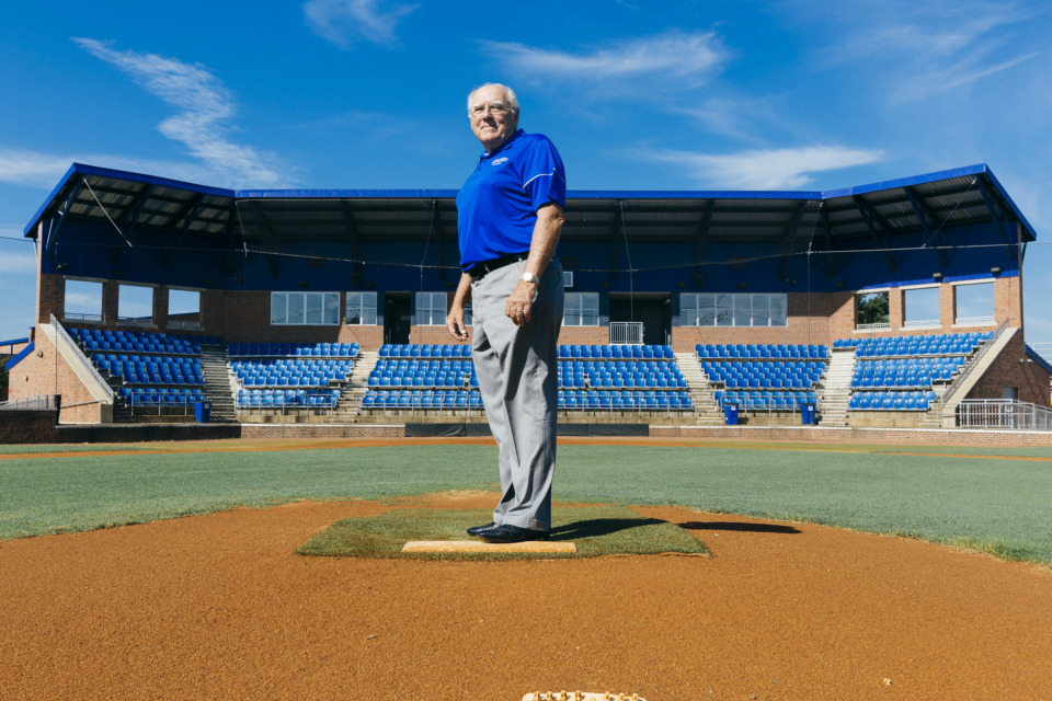 <strong>Interim University of Memphis athletic director Allie Prescott, a former Tigers pitcher, stands on the mound in FedExPark on the university's Park Avenue campus. Prescott, who applied for the AD's position more than 20 years ago, made a one-year commitment to serve as interim AD following the resignation of Tom Bowen in May.</strong> (Ziggy Mack/Special to The Daily Memphian)