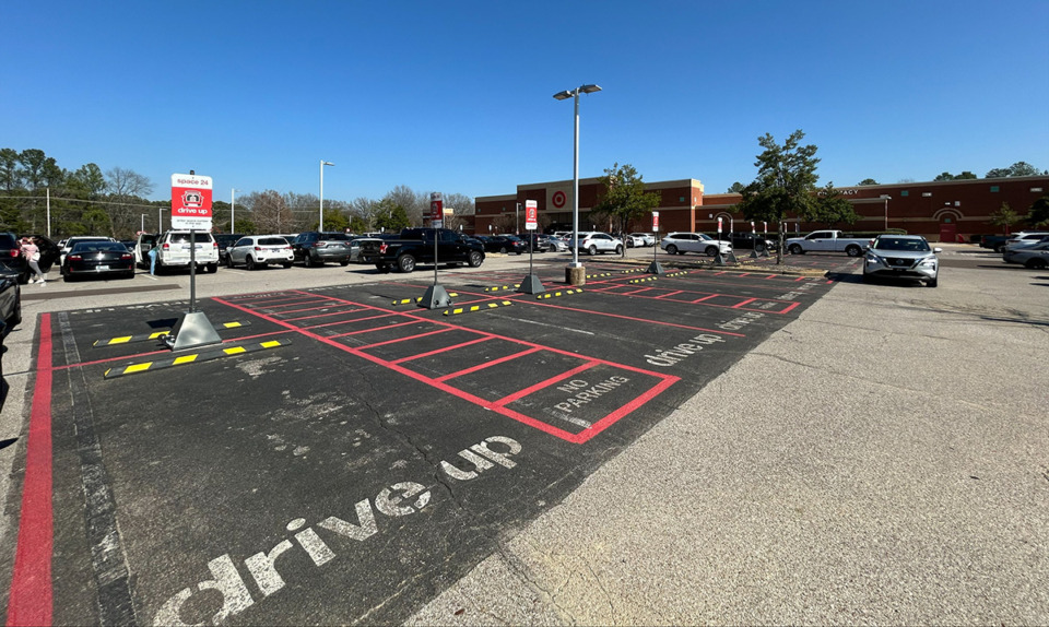 <strong>Target in Germantown has 24 spaces for its pickup service. The suburb is reviewing ordinances that would limit the number of temporary parking spaces and set regulations for such signage.</strong> (Abigail Warren/The Daily Memphian)