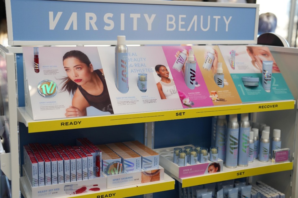 <strong>Varsity Beauty introduced its line of nine beauty products at its NCA All Star Championship in Dallas in early March. More than 28,000 cheerleaders attended.</strong> (Courtesy/Varsity Spirit)