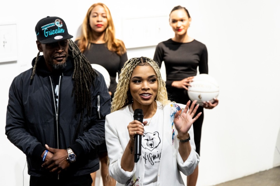 <strong>Alexis Mich&eacute;, the designer behind the Ja Morant shirts and new Grizzlies collaboration, unveiled her collection, &ldquo;Childlike Faith,&rdquo; at&nbsp; Marshall Arts Gallery on Thursday. Mich&eacute; is the first invididual female collaborator with the Grizzlies&rsquo; limited-edition drops.</strong> (Brad Vest/Special to The Daily Memphian)