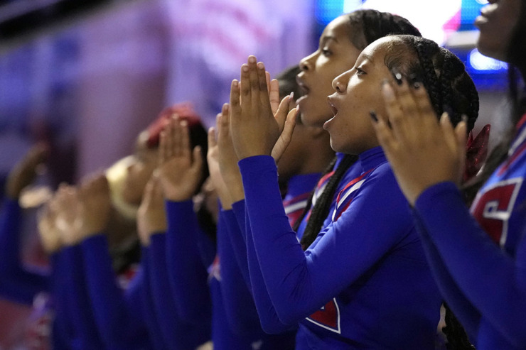 <strong>Bartlett cheerleaders perform during the second half of the Class 4A championship basketball game against Bradley Central March 9 in Murfreesboro, Tenn.</strong> (Mark Humphrey/Special to The Daily Memphian)