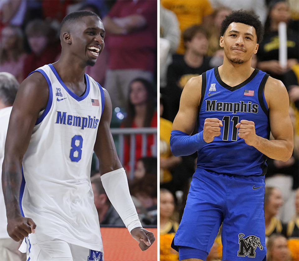 <strong>David Jones (left) and Jahvon Quinerly have earned All-AAC honors.</strong> (Tim Aylen/Bahamas Visual Services via AP, AP Photo/Jeff Roberson)