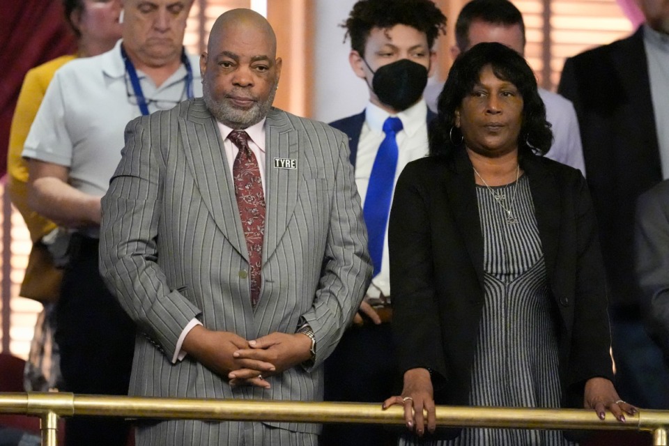 <strong>Rodney and RowVaughn Wells, the parents of Tyre Nichols, attend a House session of the state Legislature Monday, March 4, 2024, in Nashville.</strong> (George Walker IV/AP file)