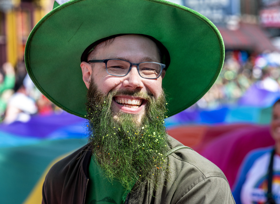 <strong>Mike Griggs gets into the spirit of the at the 51st Annual Silky O'Sullivan's St. Patrick's Day Parade Saturday, March 16, on Beale Street.</strong> (Greg Campbell/Special for The Daily Memphian)