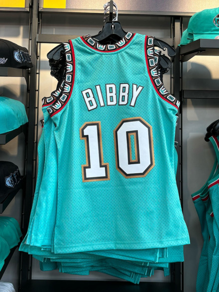 <strong>Mike Bibby's jersey for sale at the Memphis Grizzlies Den located at FedExForum.</strong> (Drew Hill/The Daily Memphian)