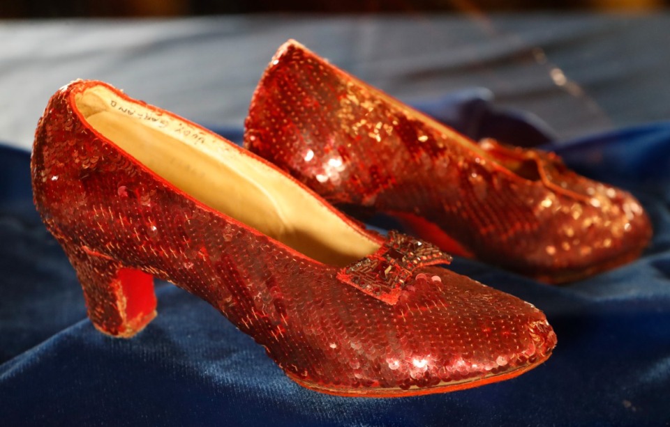 <strong>A pair of ruby slippers once worn by actress Judy Garland is a hint for Four Down.</strong> (Richard Tsong-Taatarii/Star Tribune via AP file)