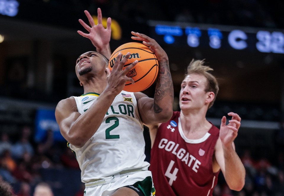 <strong>Baylor guard Jayden Nunn (2) goes up for a layup during a first round NCAA Tournament game against Colgate in the FedExForum.</strong> (Patrick Lantrip/The Daily Memphian)
