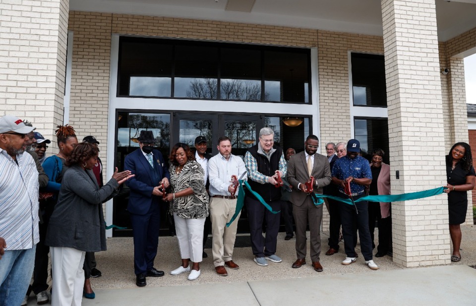 <strong>Local dignitaries attend a ribbon-cutting ceremony for the new Pine Hill golf course clubhouse on Monday, March 25, &nbsp;in Longview Heights.</strong> (Mark Weber/The Daily Memphian)
