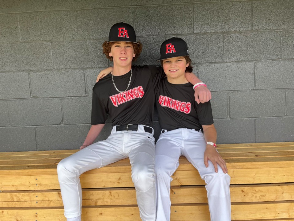 <strong>Fayette Academy middle school baseball players Jacob Fondren (left) and Silas Bawcum.</strong> (John Varlas/The Daily Memphian)
