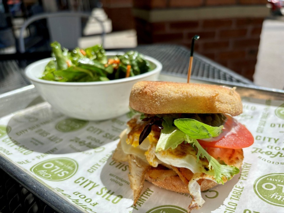 <strong>City Silo&rsquo;s Hen House sandwich with a side salad.</strong> (Joshua Carlucci/Special to The Daily Memphian)