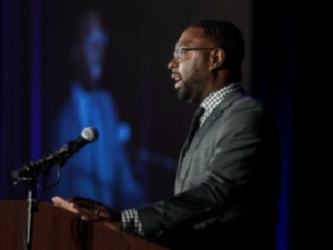 <strong>Mayor Paul Young speaks at Memphis Allies&rsquo; Breakthrough conference on community violence on Tuesday, March 26, 2024.</strong> (Mark Weber/The Daily Memphian)