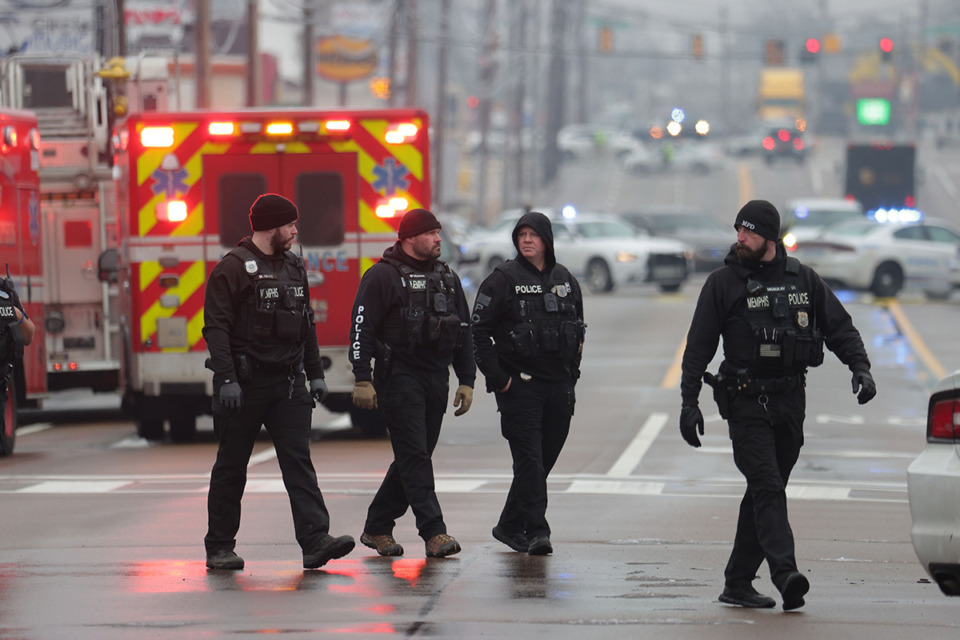 <strong>The Memphis Police Department responds to an officer involved shooting on Poplar Avenue Feb. 2, 2023.</strong> (Patrick Lantrip/The Daily Memphian file)