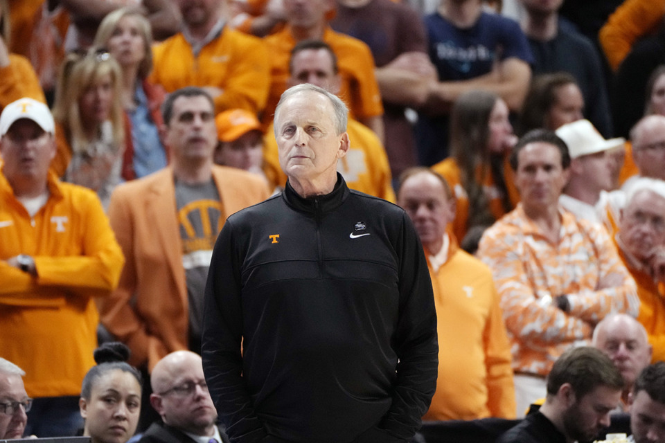 <strong>Tennessee head coach Rick Barnes watches from the sideline during the second half of a Sweet 16 college basketball game against Creighton in the NCAA Tournament March 29 in Detroit.</strong> (Paul Sancya/AP file)