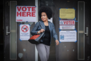 <strong>A voter exits the polling location at the Whitehaven Community Center Oct. 5, 2023.</strong> (Patrick Lantrip/The Daily Memphian file)
