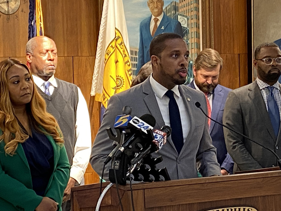 <strong>JB Smiley Jr. speaks at a press conference.</strong> (Bill Dries/The Daily Memphian)